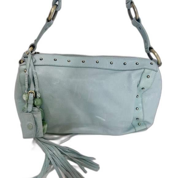 Antontio Melani Light Blue Aqua Studded Barrel Bag Shoulder Bag Studded Purse - Picture 1 of 11